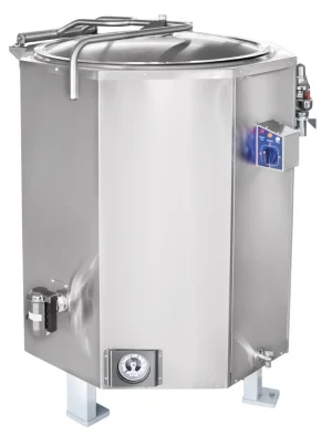 Котел пищеварочный КПЭМ-400 Т (1160x1160х1446 мм., 400 л, 100°С, 36,2кВт)  слив.кран, пар. рубашка