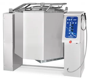 Котел пищеварочный КПЭМ-250-ОМ2 с миксером опрокидывающийся, цельнотягнутый (250 л, 1510х1057х1330мм, 120°С, пар.рубашка, прогр.управ)