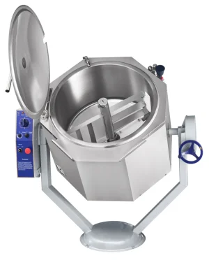 Котел пищеварочный ручное опрокидывание, нижний привод миксера, цельнотянутый (100л,100 С, паровая рубашка) КПЭМ-100-ОМР