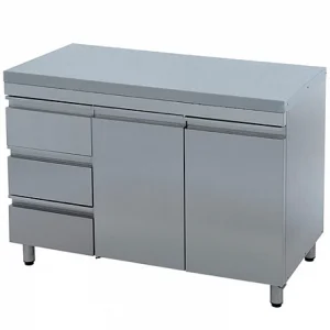 Стол-тумба с распашными дверцами СТ-2/1200 (1200х600х870 мм, б/борта, 3 ящика)