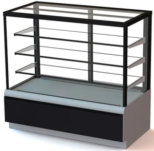 Витрина среднетемпературная кондит. 1,26 м2 ВХСв-0,9д Carboma Cube Техно (3 полки, +6..+12С, 920х650х1280мм)темн-серый