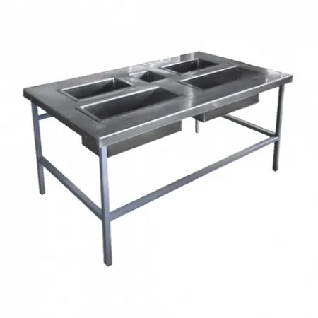 Стол для доочистки картофеля СРОд-1350х800х700 (5 нерж. ёмк.-2 съёмные) каркас: труба окрашенная