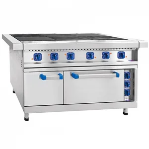 Плита электрическая 6-ти конфорочная с жарочным шкафом ЭП-6ЖШ-Э (лицо нерж) духовка эмаль (1265(1475)x850(895)x860мм, 22,8кВт, 220/380В)