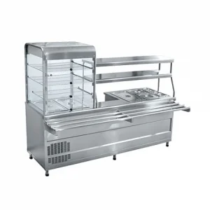 Прилавок-витрина холодильный мармитный универсальный ПВХМ-70КМУ нерж. (2275 мм)