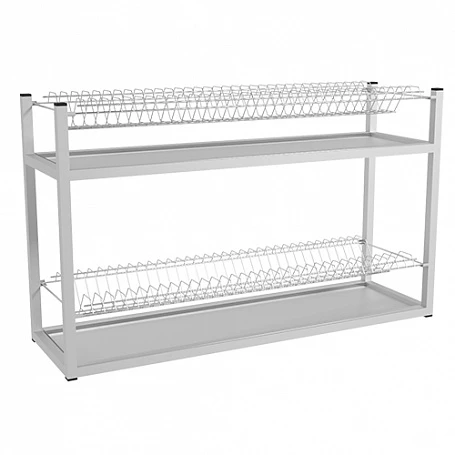 Стеллаж для тарелок СТАНДАРТ СКТН-2КС (сетки хром., каркас нерж.), 895х270х540 мм.