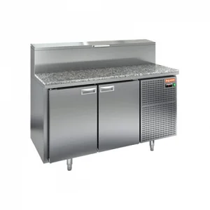 Стол среднетемпературный для пиццы V=150л, HICOLD PZ1-11/GN (1/3H) (+2...+10С, 1390х700х850 мм, 2 двери, гранит. столешн)