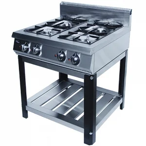 Плита газовая 4-х конфорочная без жароч. шкафа (на подставке) Ф4ПГ/900/50029(реш. нерж)(800х900х1050)