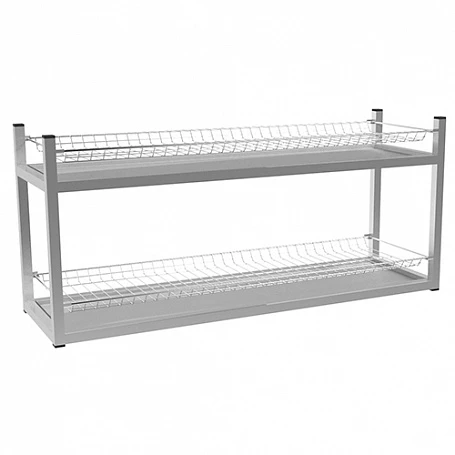 Стеллаж для стаканов СТАНДАРТ СКСН-2КС (сетки хром., каркас нерж.), 895х270х400 мм