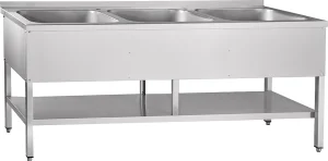 Ванна моечная 3-х секционная ВМП-7-3-6 РН вся нерж. разборная с полкой