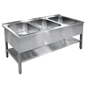 Ванна моечная 3-х секционная ВМП-7-3-6 РН вся нерж. разборная с полкой