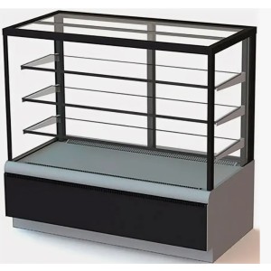 Витрина среднетемпературная кондитерская 1,86 кв.м ВХСв-1,3д Cube Техно (3 охл.полки, +6...+12, 1370х650х1280мм)темн-серый