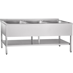 Ванна моечная 3-х секционная ВМП-7-3-6 РН вся нерж. разборная с полкой